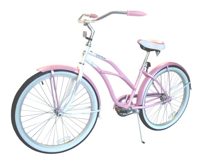 SANTA MONICA 26"  BEACH CRUISER LADY PINK/PEARL WHITE